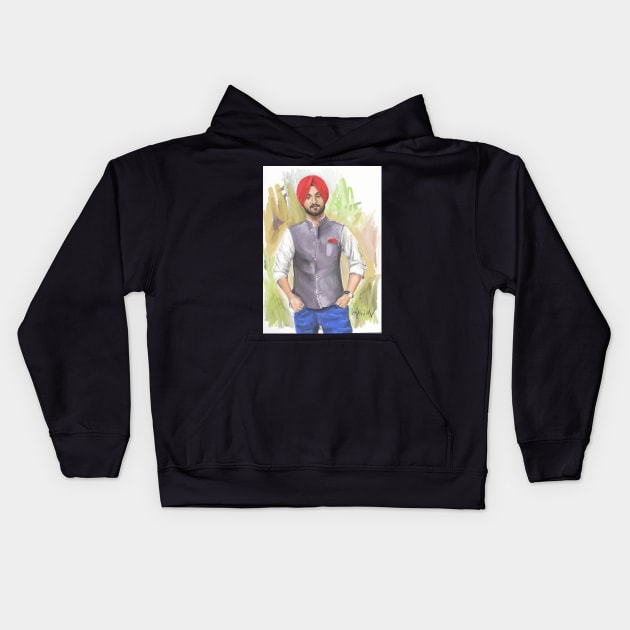 Diljit Dosanjh Kids Hoodie by sukhpalgrewal